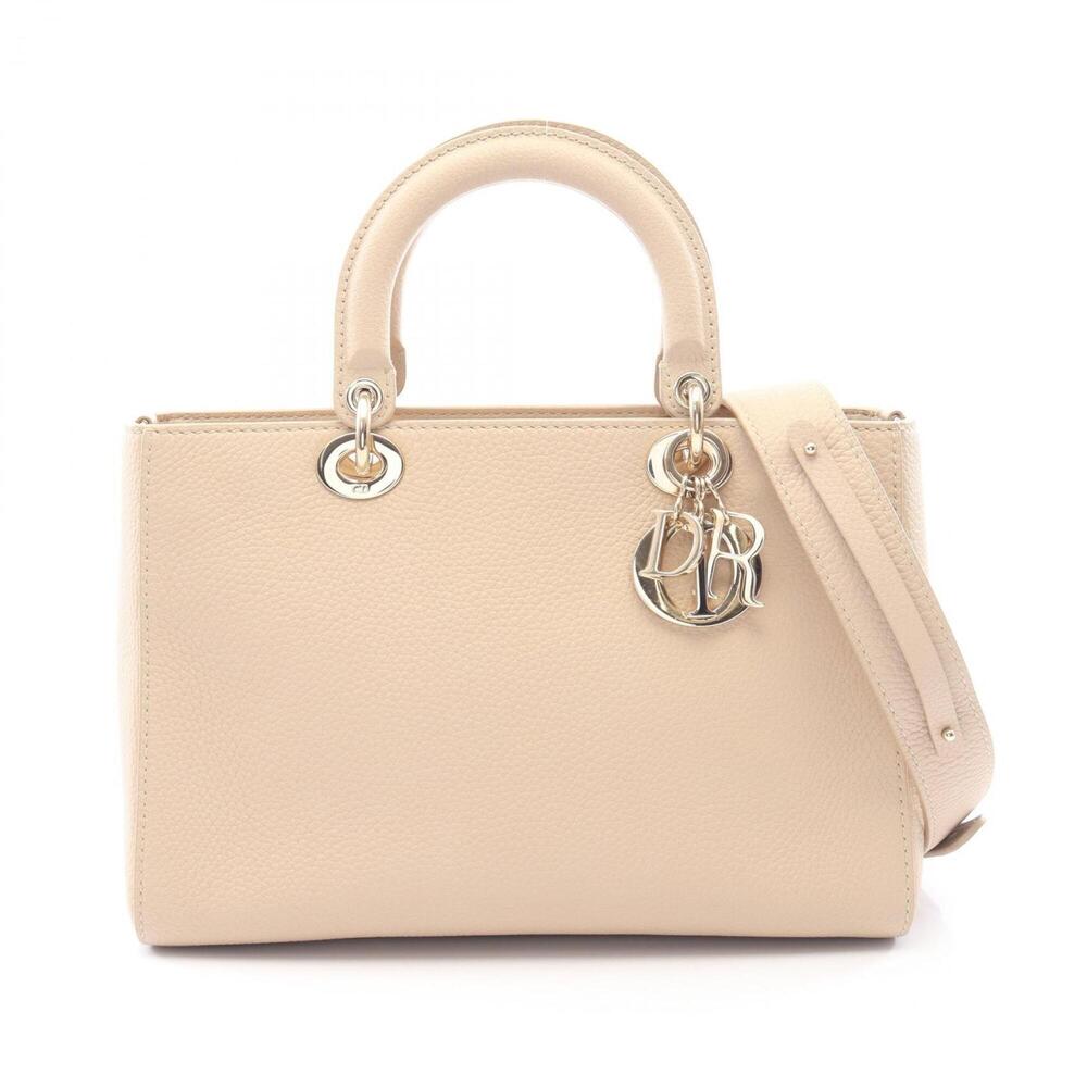 Christian Dior Dior Lady D-Sire Medium 2-Way Handbag, Leather, Women's, Beige...